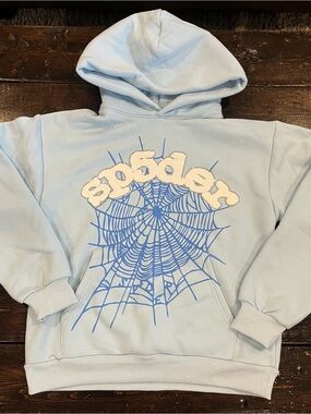 Light blue Sp5der hoodie OG web